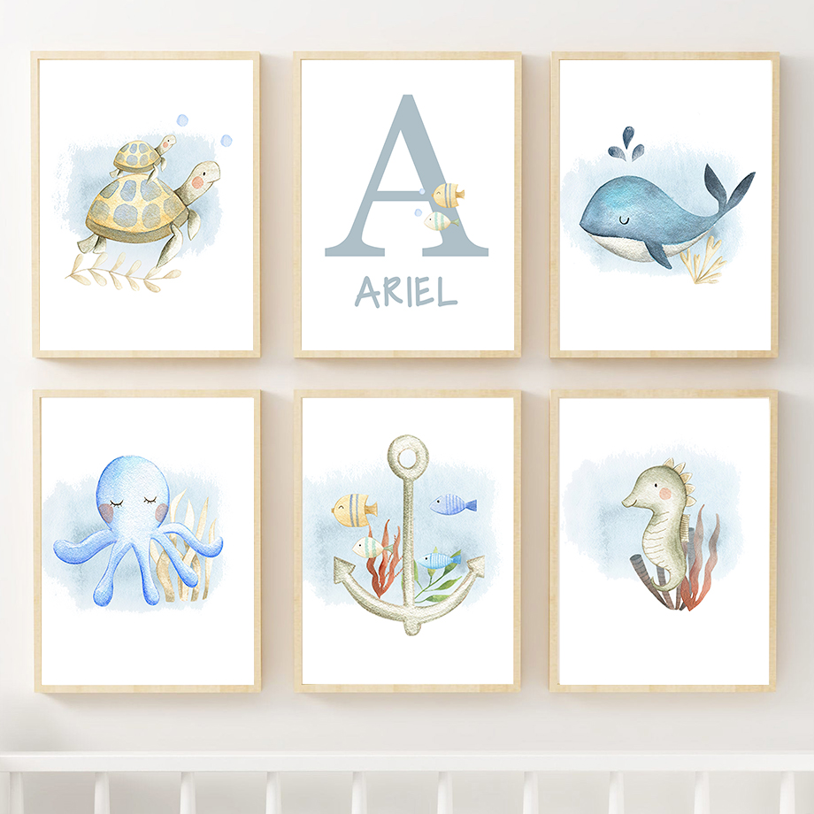 Resin Art Name - Organisme Laut Kustom Nama Bayi Seni
