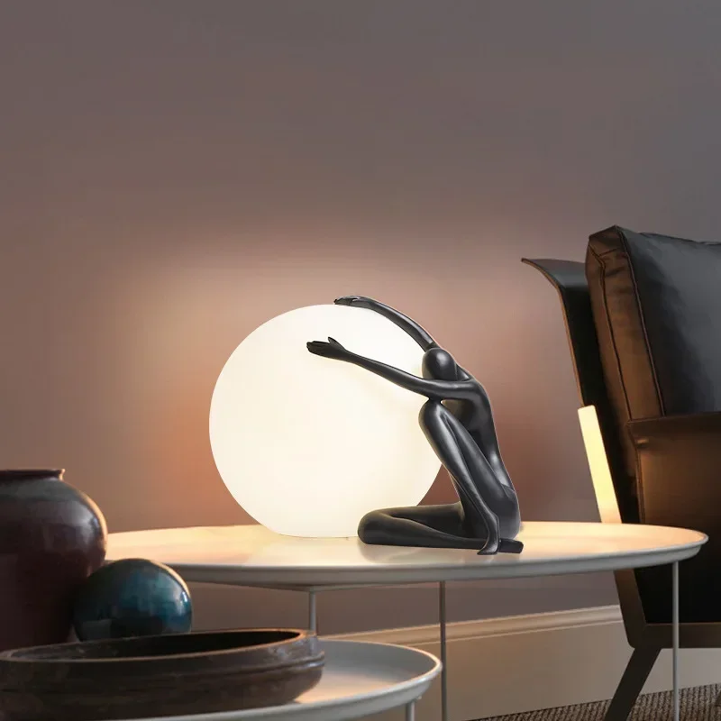 Resin Art Floor - Lampu Lantai Seni Nordik Abstrak Humanoid