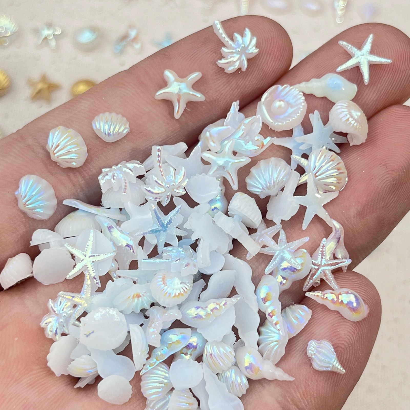 Resin Art Ocean - 50pcs Hiasan Kuku Bergaya Lautan Kartun