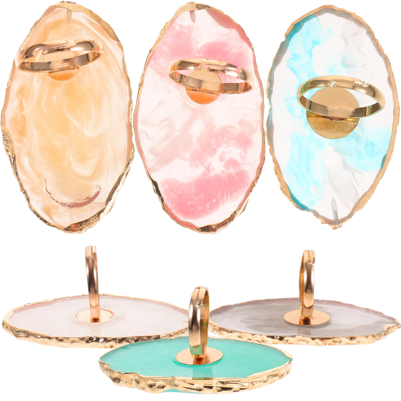 Resin Art Ring Design - 6 Buah Palet Pencampur Warna Kuku