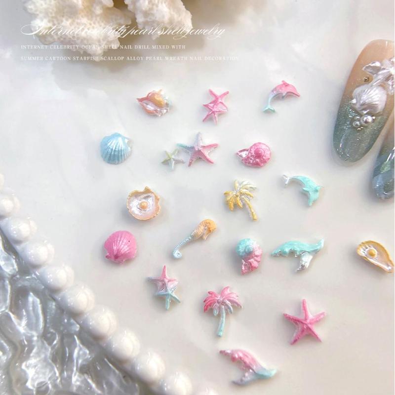 50 PCS Seri Lautan Hiasan Kuku - Resin Art Ocean ulasan dan harga