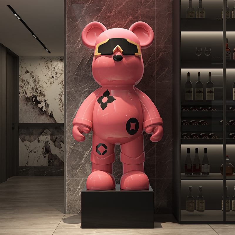 Patung Beruang Pink Mewah untu - Resin Art Floor ulasan dan harga