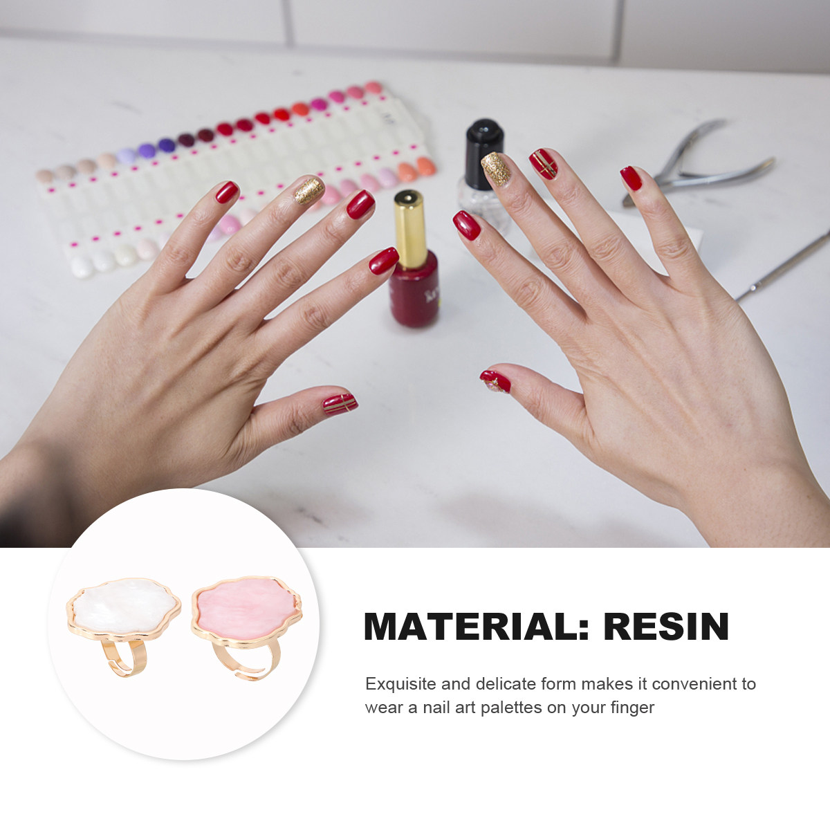 2Pcs Palet Cincin Seni Kuku Be - Resin Art Ring Design ulasan dan harga
