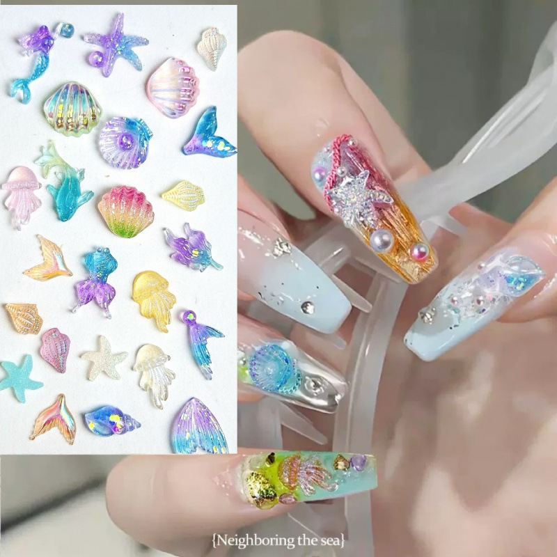 50PCS Hiasan Kuku 3D Kreatif B - Resin Art Ocean ulasan dan harga